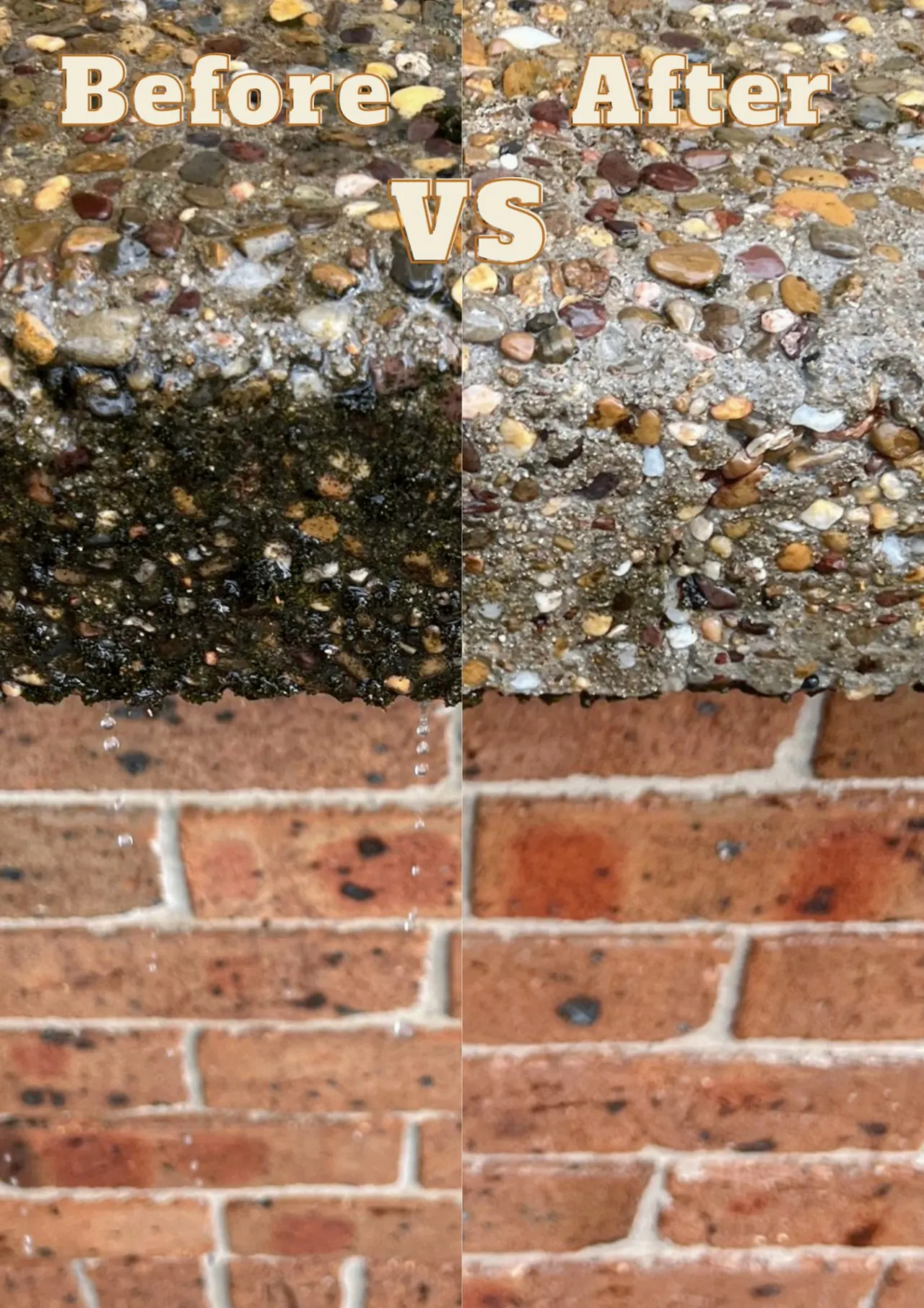 Before and after pressure washing of a concrete driveway in Orange NSW
