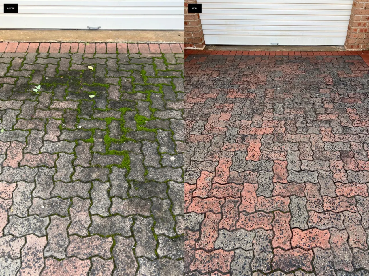 Before and after paver driveway restoration in Orange NSW